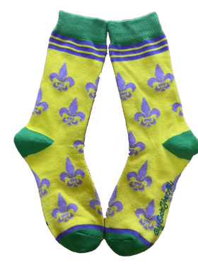 Fleur de Lis Shapes Yellow, Green and Purple Women's Socks