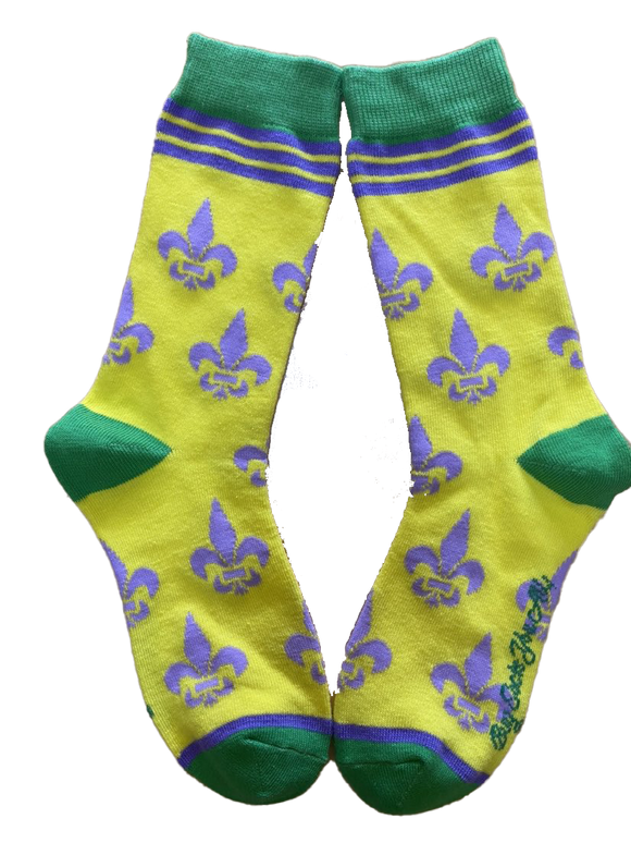 Fleur de Lis Shapes Yellow, Green and Purple Women's Socks