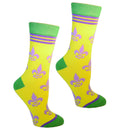 Fleur de Lis Shapes Yellow, Green and Purple Women's Socks-2