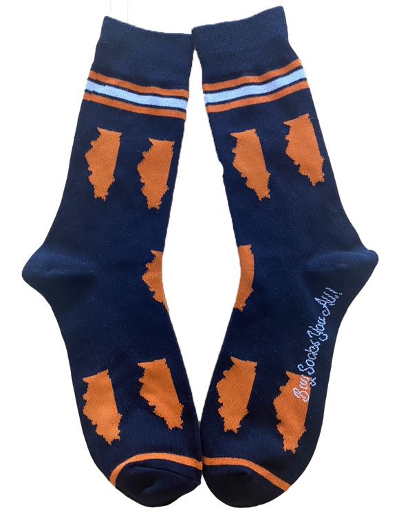 Illinois Shapes in Blue and Orange Men's Socks