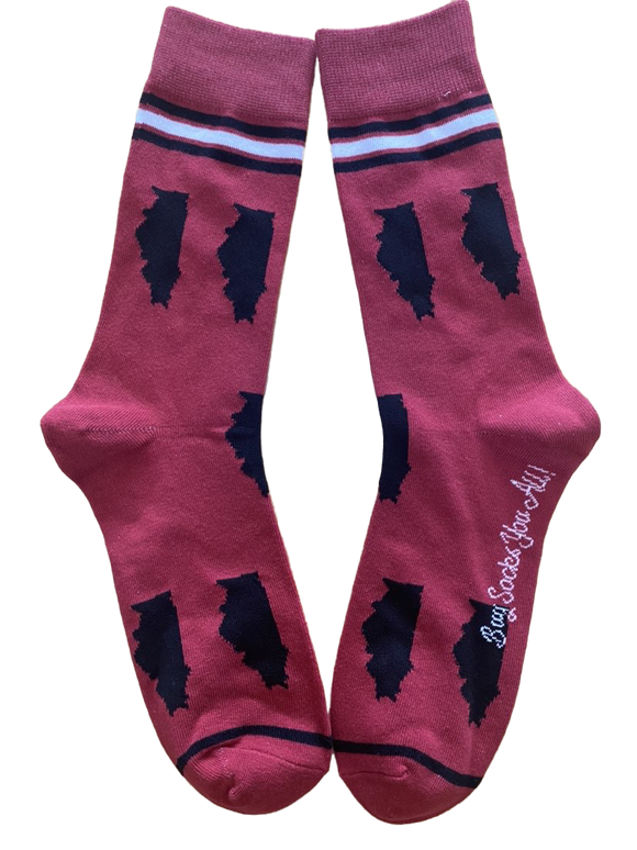 Illinois Shapes in Red and Black Men's Socks