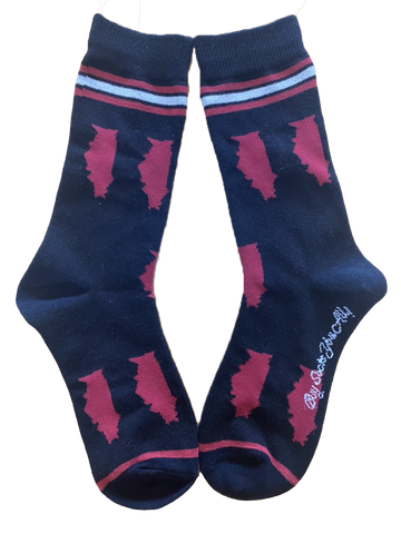 Illinois Shapes in Red and Black Women's Socks