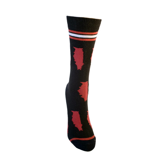 Illinois Shapes in Red and Black Women's Socks