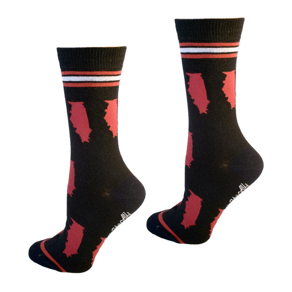 Illinois Shapes in Red and Black Women's Socks