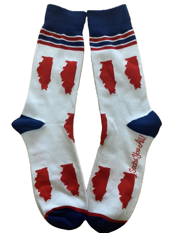 Illinois Shapes in Red White and Blue Men's Socks