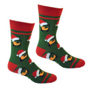 Bourbon Glasses with Santa Hats Men's Socks-4
