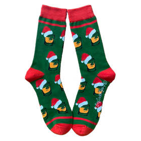 Bourbon Glasses with Santa Hats Men's Socks