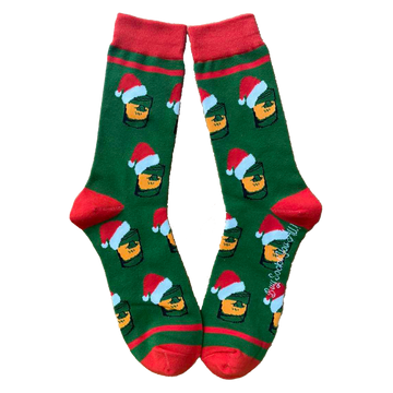 Bourbon Glasses with Santa Hats Men's Socks