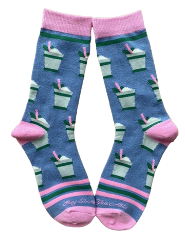Mint Julep Cups in Blue Womens Socks