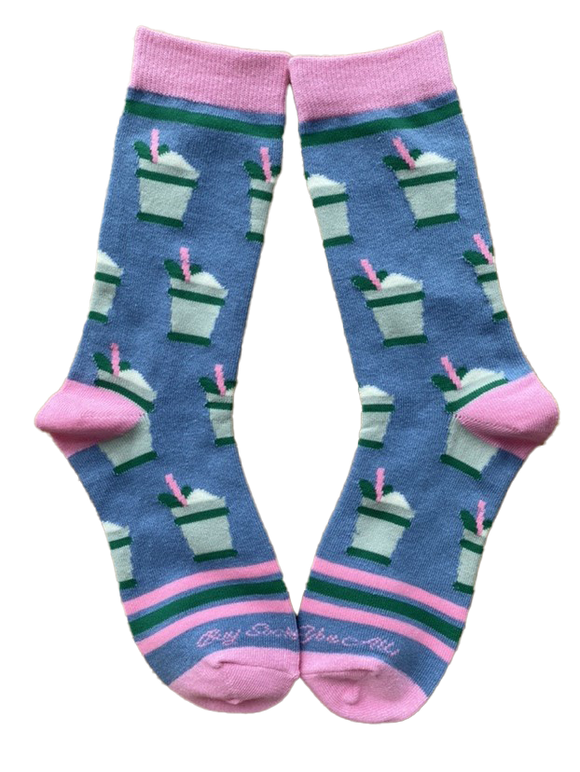 Mint Julep Cups in Blue Womens Socks