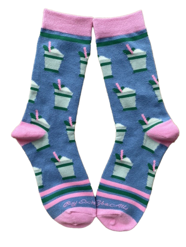 Mint Julep Cups in Blue Womens Socks