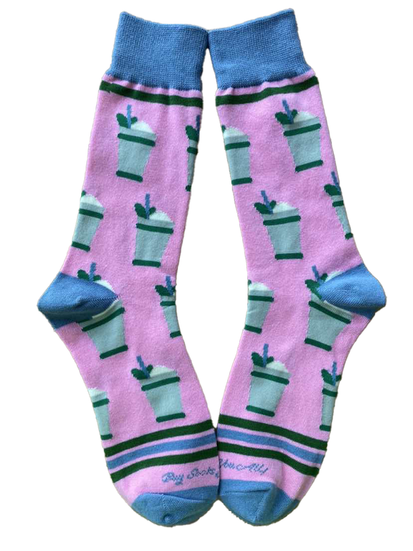 Mint Julep Cups in Pink Men's Socks