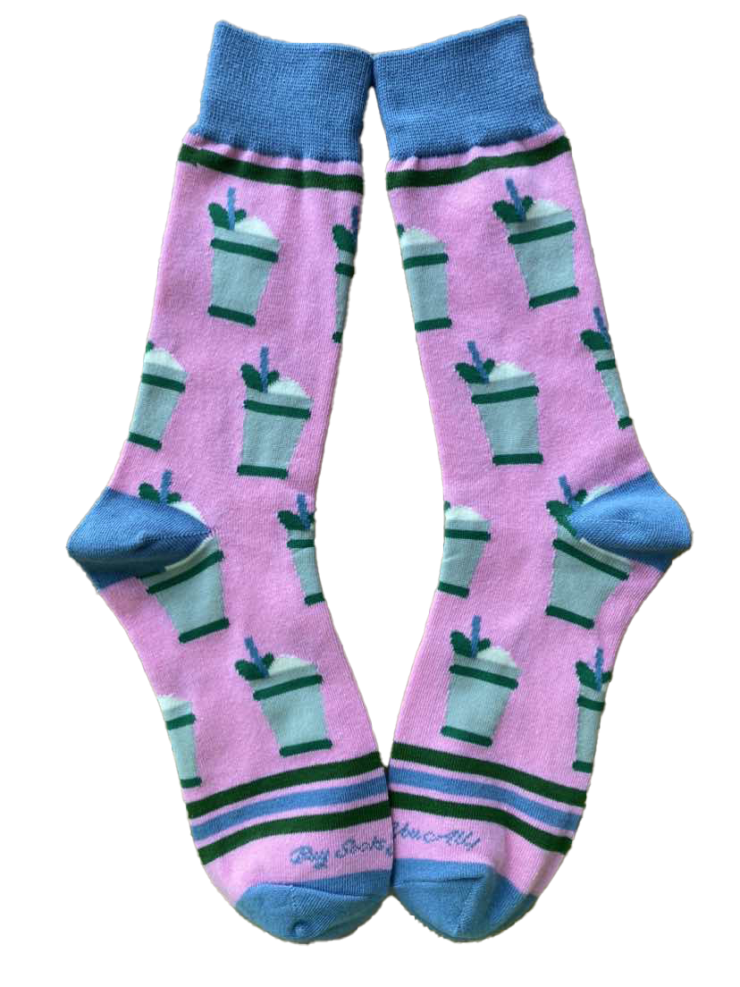 Mint Julep Cups in Pink Men's Socks