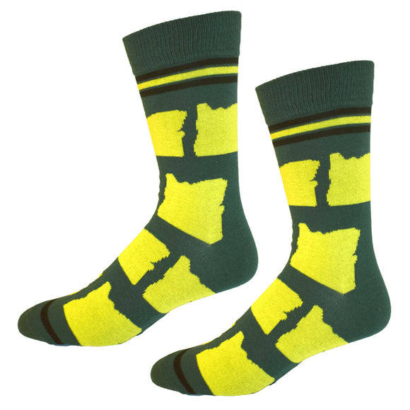 Oregon Shapes in Green and Yellow Men's Socks