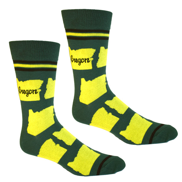 Oregon Shapes in Green and Yellow Men's Socks
