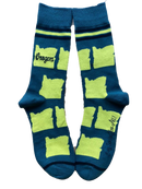 Oregon Shapes in Green and Yellow Men's Socks-1
