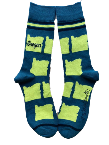 Oregon Shapes in Green and Yellow Men's Socks