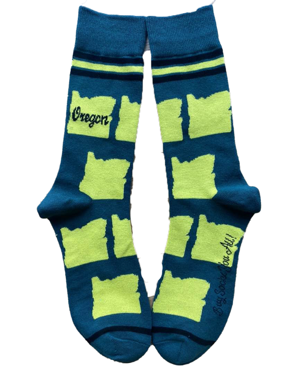 Oregon Shapes in Green and Yellow Men's Socks