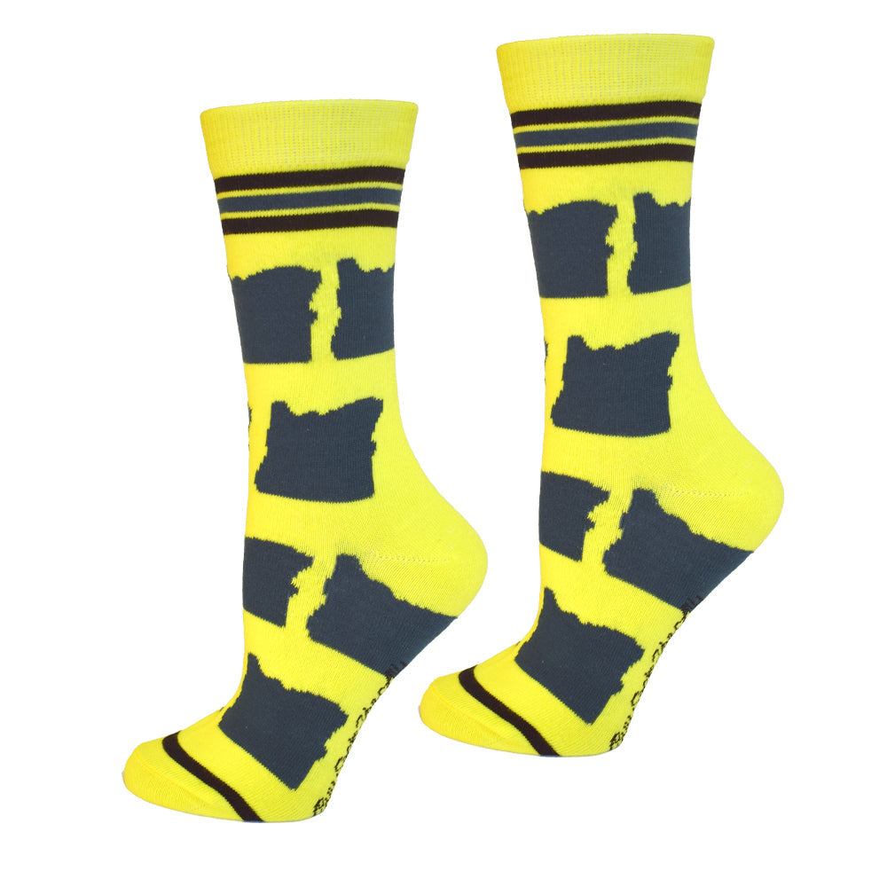 Oregon Shapes in Green and Yellow Women's Socks