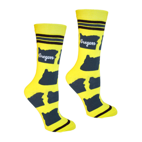 Oregon Shapes in Green and Yellow Women's Socks
