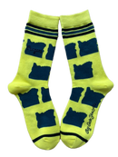 Oregon Shapes in Green and Yellow Women's Socks-1