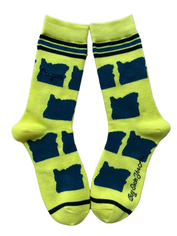 Oregon Shapes in Green and Yellow Women's Socks