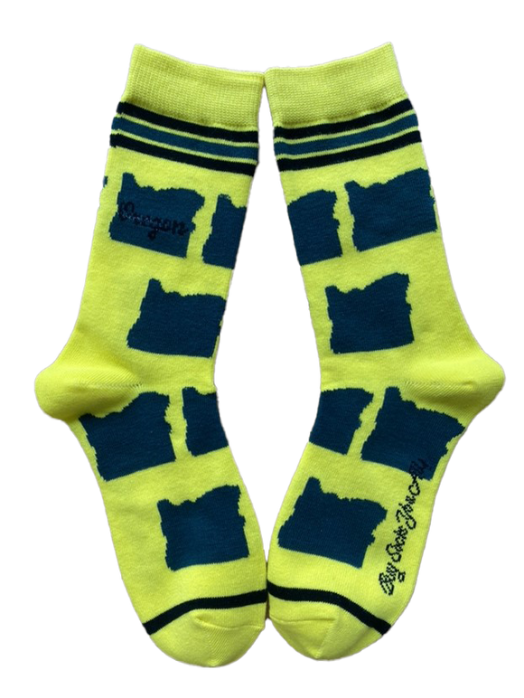 Oregon Shapes in Green and Yellow Women's Socks