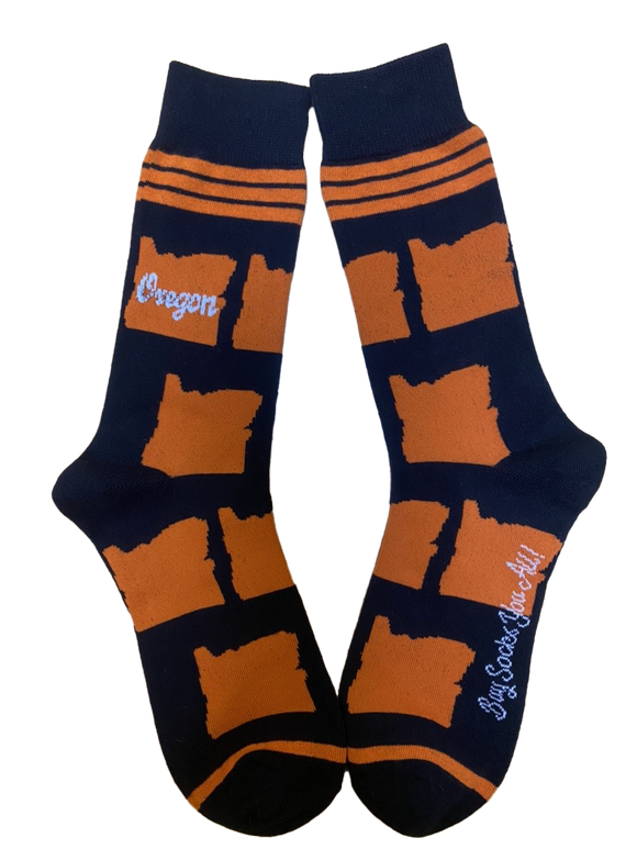 Oregon Shapes in Orange and Black Men's Socks
