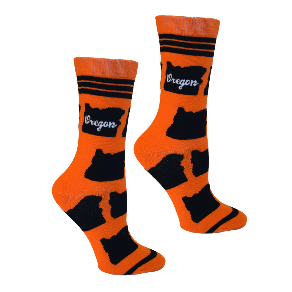 Oregon Shapes in Orange and Black Women's Socks