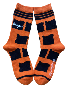 Oregon Shapes in Orange and Black Women's Socks