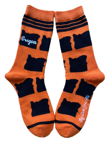 Oregon Shapes in Orange and Black Women's Socks
