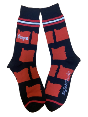 Oregon Shapes in Black and Red Men's Socks