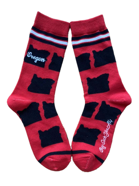 Oregon Shapes in Black and Red Women's Socks