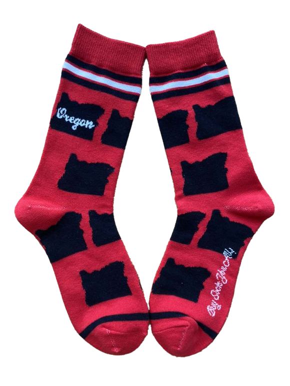 Oregon Shapes in Black and Red Women's Socks