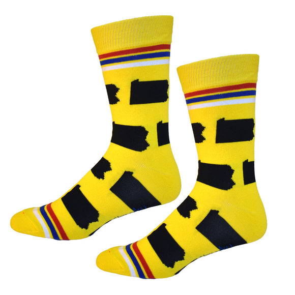 Pennsylvania Shapes in Yellow and Black Men's Socks
