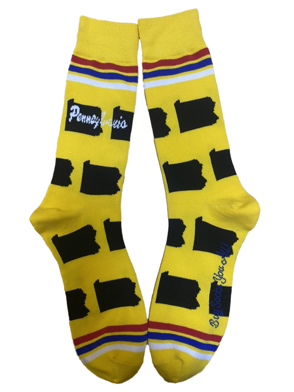 Pennsylvania Shapes in Yellow and Black Men's Socks