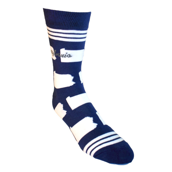 Pennsylvania Shapes in Blue and White Men's Socks