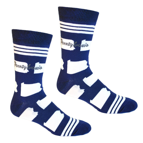 Pennsylvania Shapes in Blue and White Men's Socks