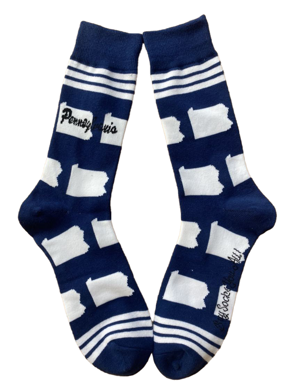 Pennsylvania Shapes in Blue and White Men's Socks
