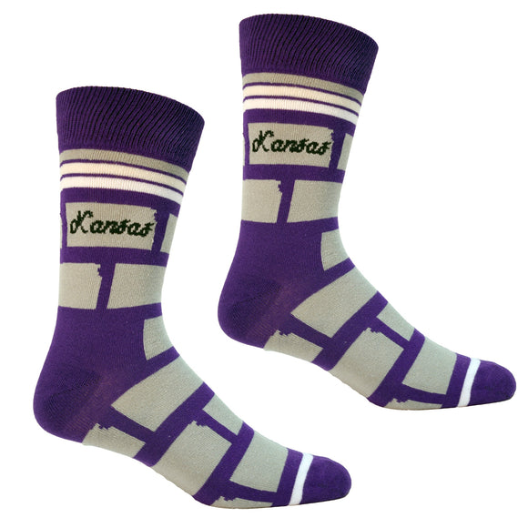 Kansas State Shapes in Purple and Grey Mens Socks