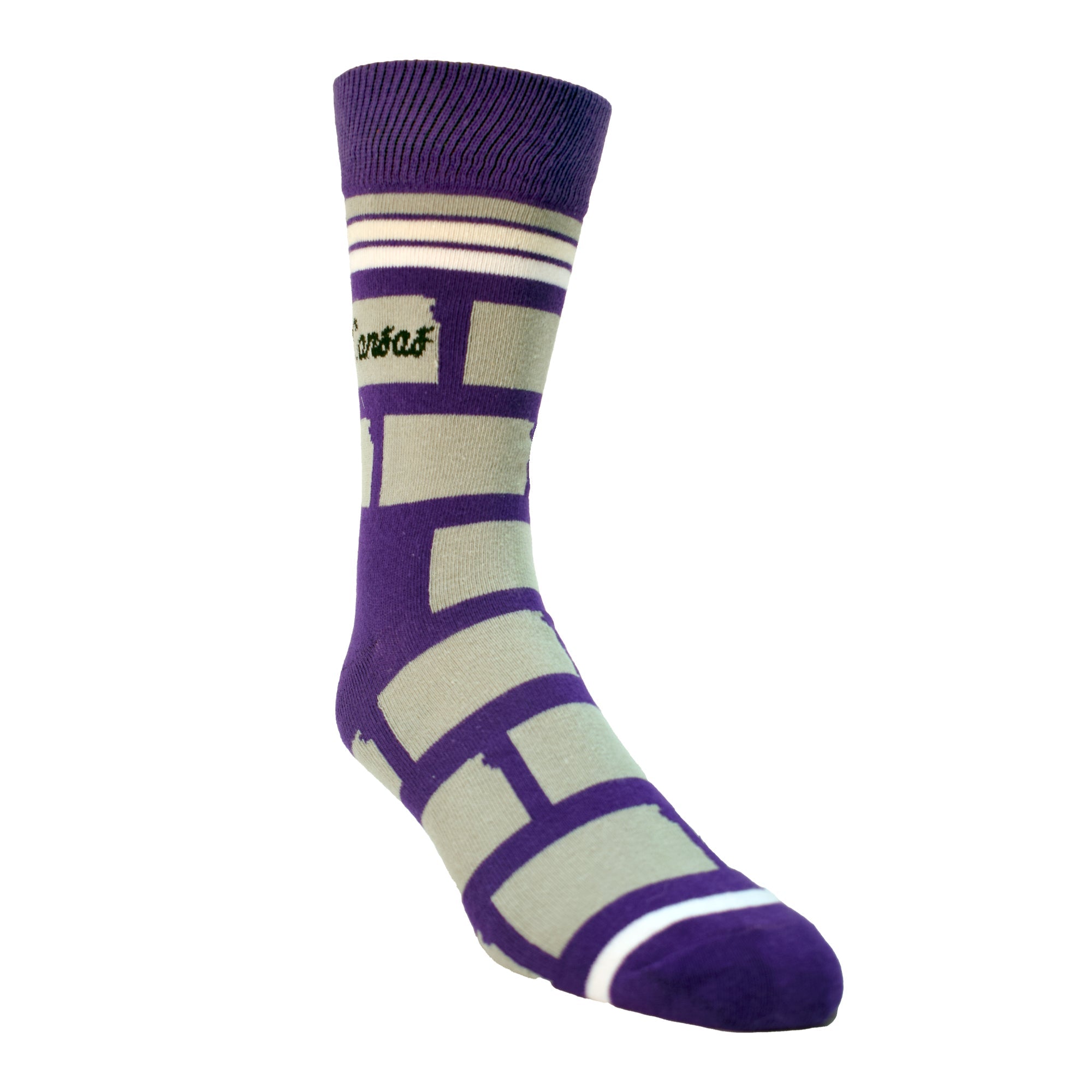 Kansas State Shapes in Purple and Grey Mens Socks
