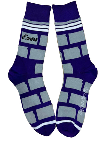 Kansas State Shapes in Purple and Grey Mens Socks