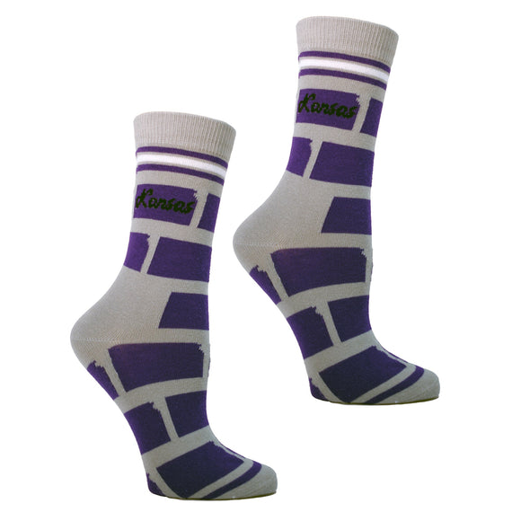 Kansas State Shapes in Purple and Grey Womens Socks