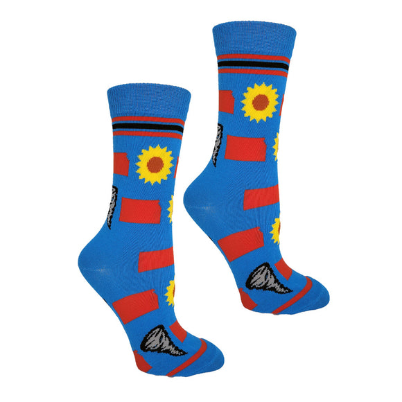 Kansas State Shapes Tornadoes and Sunflowers Womens Socks