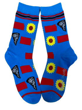Kansas State Shapes Tornadoes and Sunflowers Womens Socks