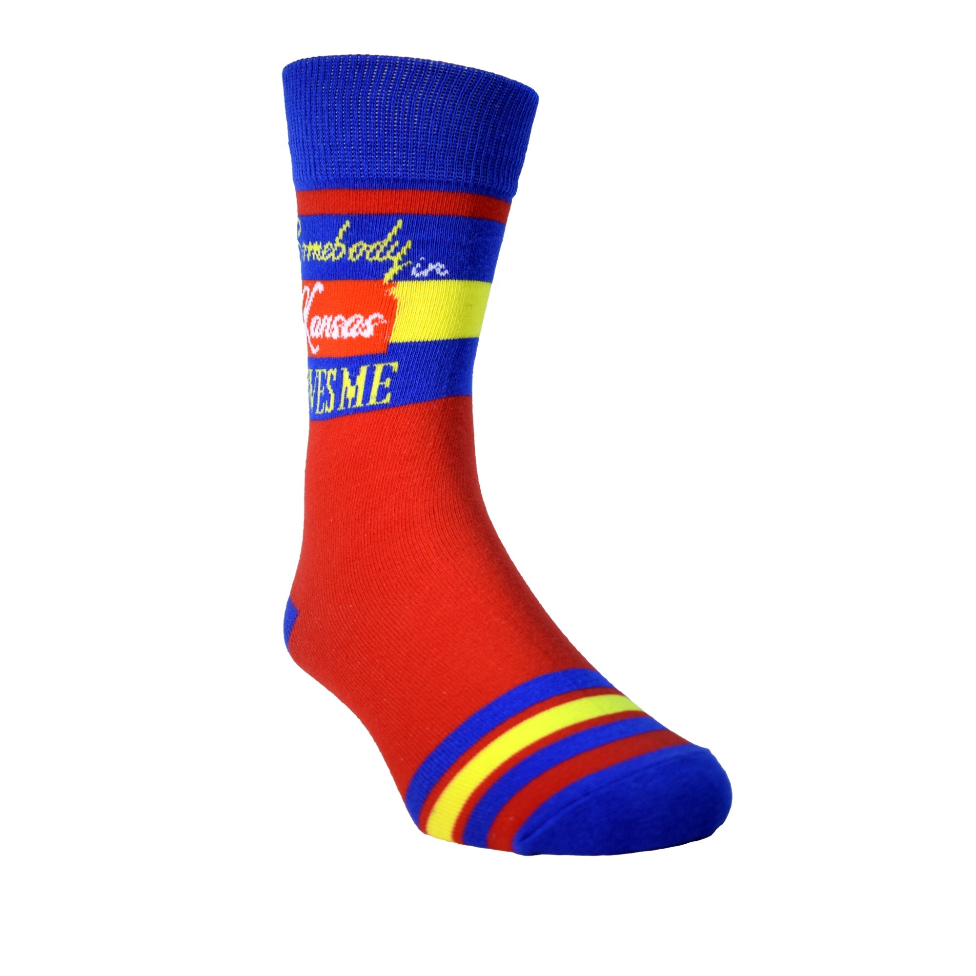 Somebody in Kansas Loves Me in Blue and Red Mens Socks