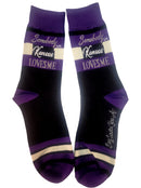 Somebody in Kansas Loves Me in Purple and Black Mens Socks-1