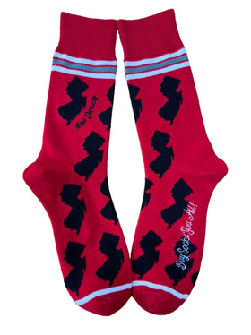New Jersey Shapes in Red and Black Mens Socks