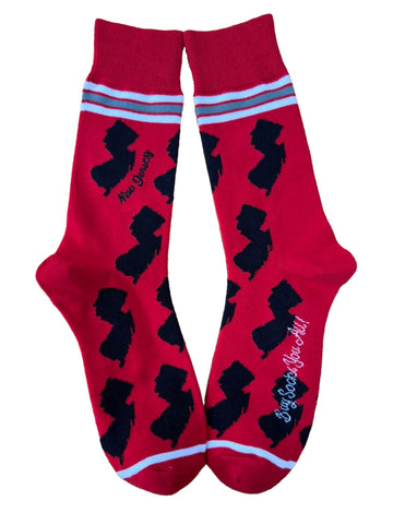 New Jersey Shapes in Red and Black Mens Socks