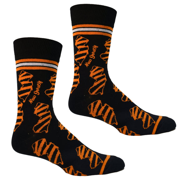 New Jersey Shapes in Black and Tiger Stripes Mens Socks